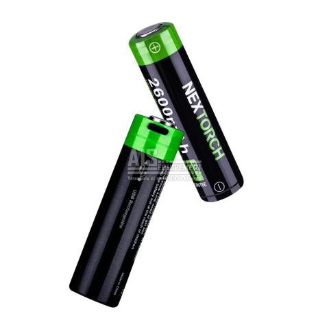 Batterie rechargeable 18650 3.6V 2600 mAh avec port USB type-C